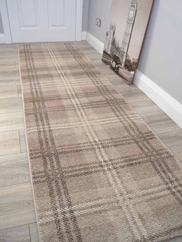 Beige tartan flurläufer - tartan,