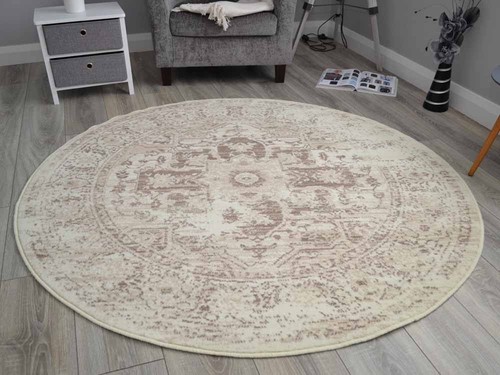 Cremefarbene teppiche rund - cremefarbene,